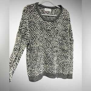 Pants Store Large Black Ivory Textured Boucle Knit Pullover Cozy Sweater